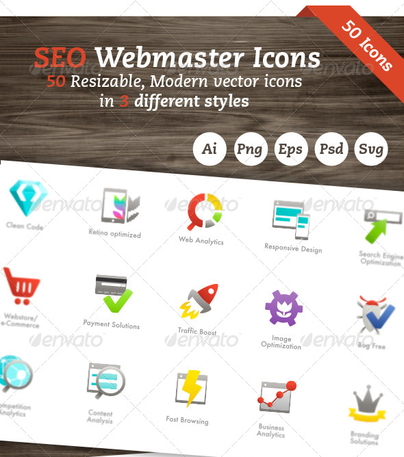 Seo Webmaster Vector Icon Set